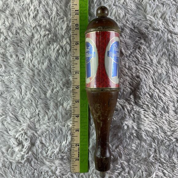 Vintage Pabst Blue Ribbon PBR Tap Handle Wooden Red Banner Beer Brewing Man Cave - Picture 11 of 12